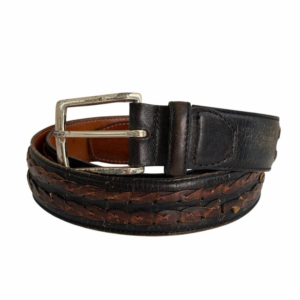 Allen Edmonds brown leather belt size 38 brass buckle